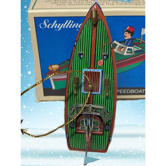 Schylling Tin Litho Collector Series Speedboat "Dragon Fly" Christmas Ornament - Picture 3 of 8